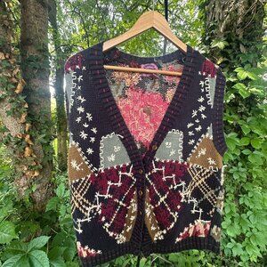 Cambridge Country Store  Dry Goods Multicolor Patchwork Knit Vest Size Medium